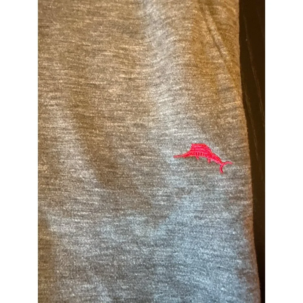 Tommy Bahama Mens Gray Lounge Pants Drawstring Waist & Pink Dolphin‎ Logo L/G